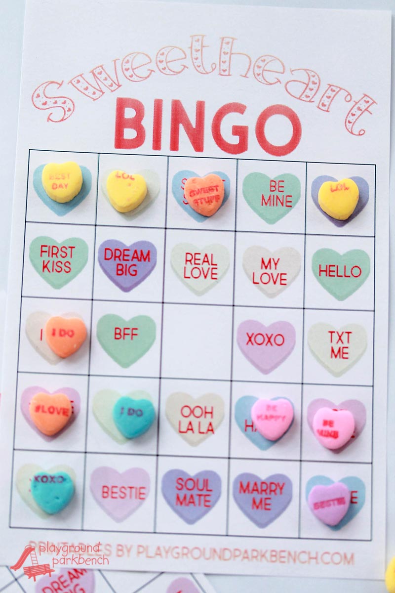 conversation heart valentine bingo cards